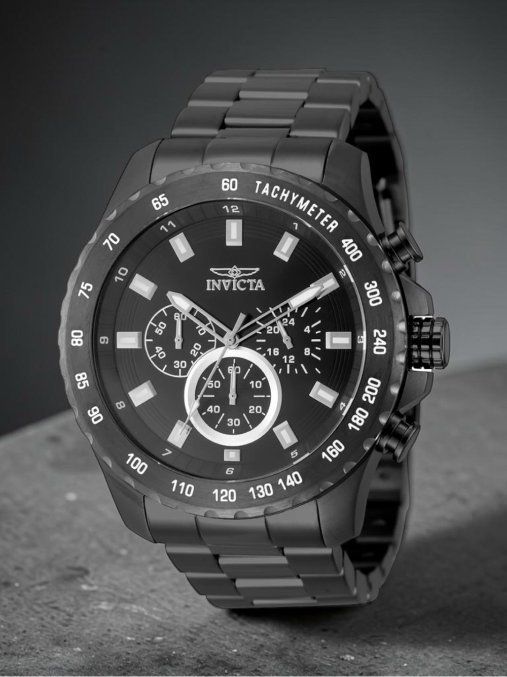 Invicta Black Onyx Stainless Steel Chronograph Watch